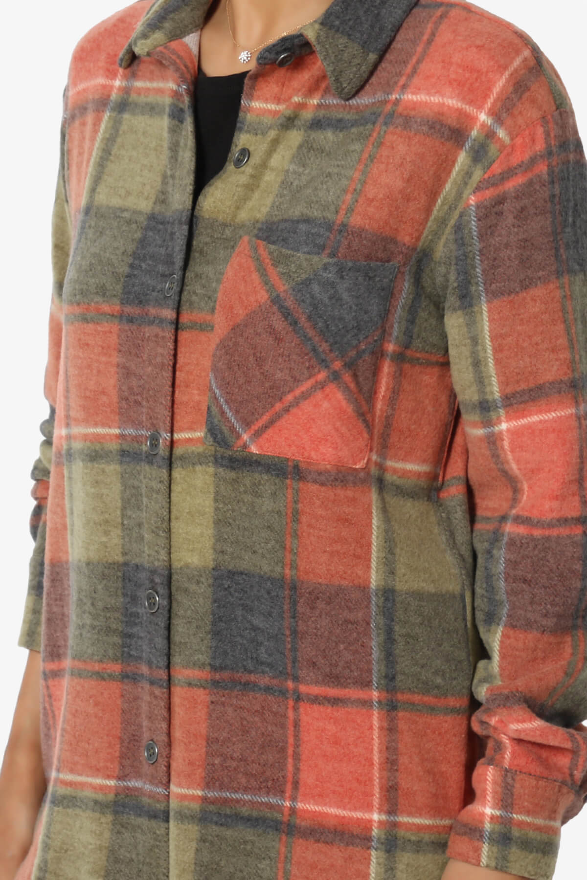 Load image into Gallery viewer, Everlie Soft Fleece Plaid Button Up Shirt OLIVE_5
