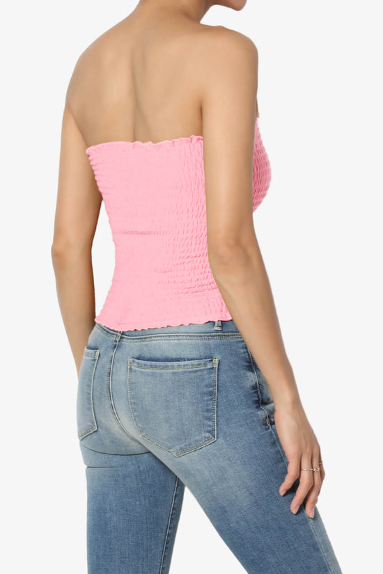 Load image into Gallery viewer, Faleece Smocked Crop Tube Top BRIGHT PINK_4
