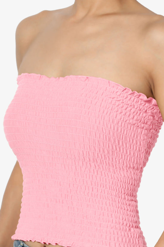 Load image into Gallery viewer, Faleece Smocked Crop Tube Top BRIGHT PINK_5
