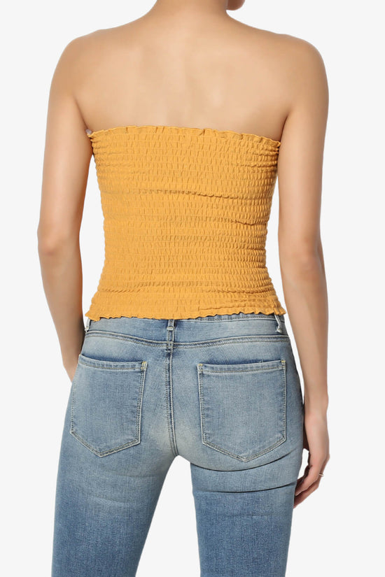 Load image into Gallery viewer, Faleece Smocked Crop Tube Top GOLDEN MUSTARD_2
