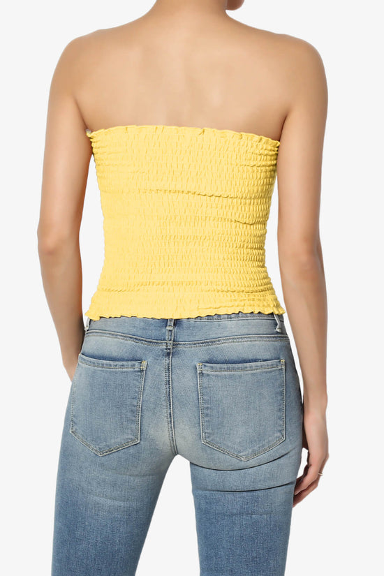 Load image into Gallery viewer, Faleece Smocked Crop Tube Top YELLOW_2
