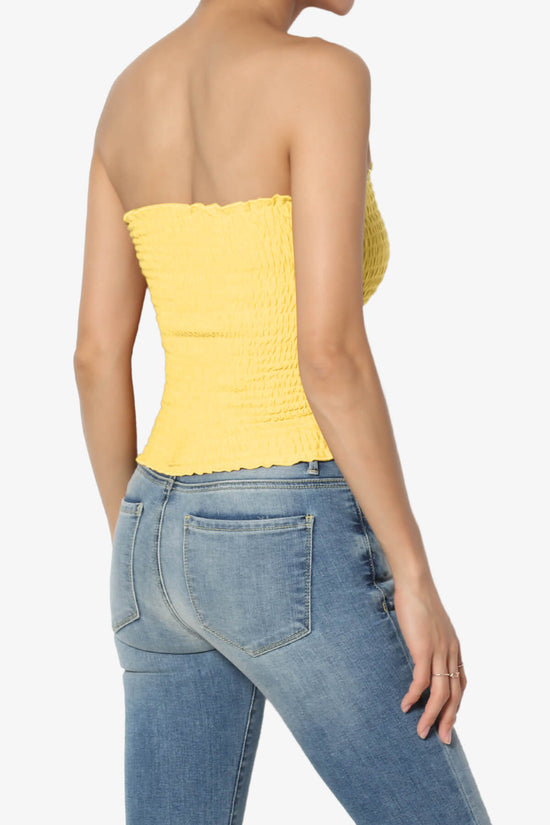 Load image into Gallery viewer, Faleece Smocked Crop Tube Top YELLOW_4
