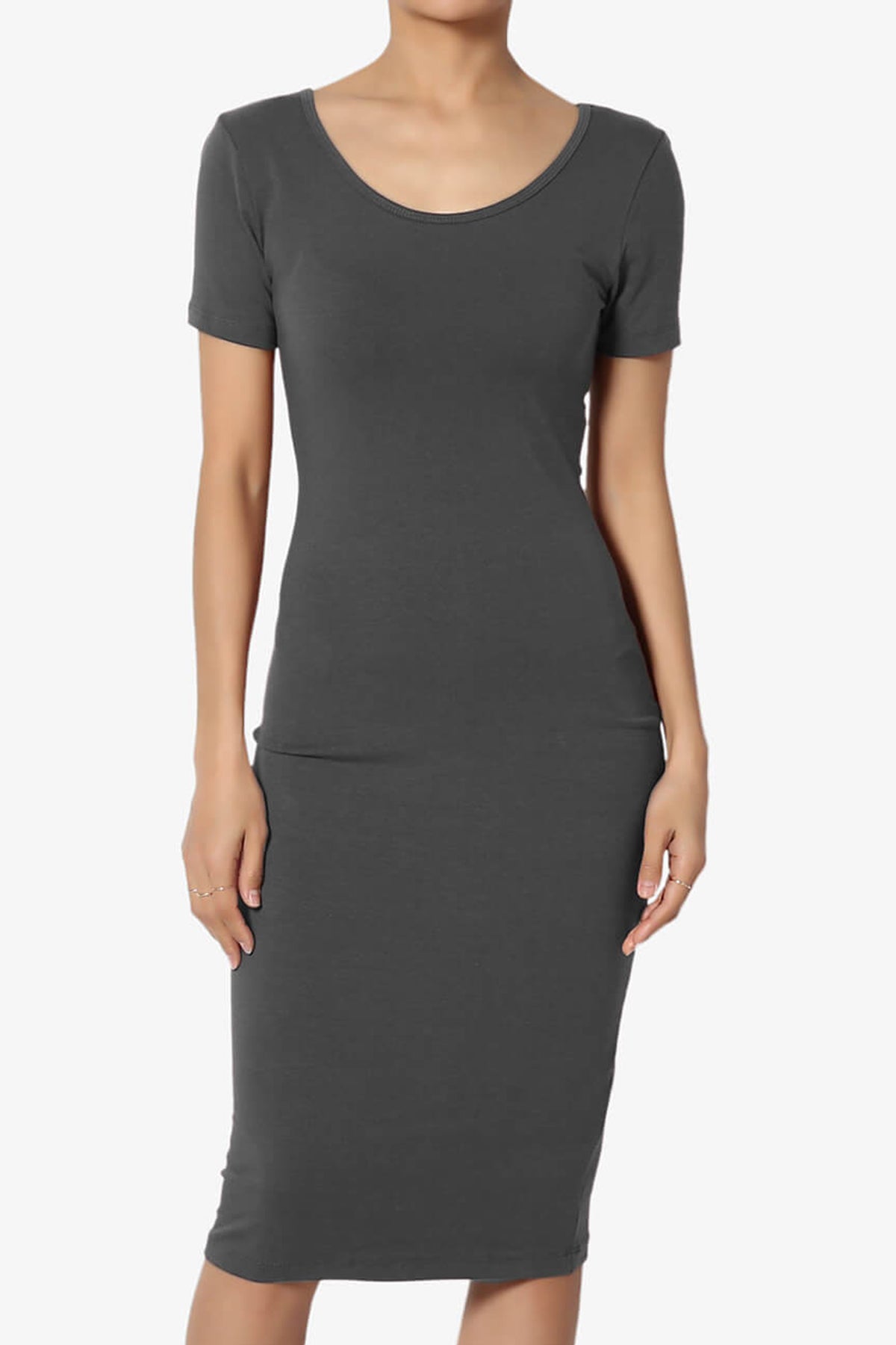 Fontella Short Sleeve Bodycon Dress ASH GREY_1