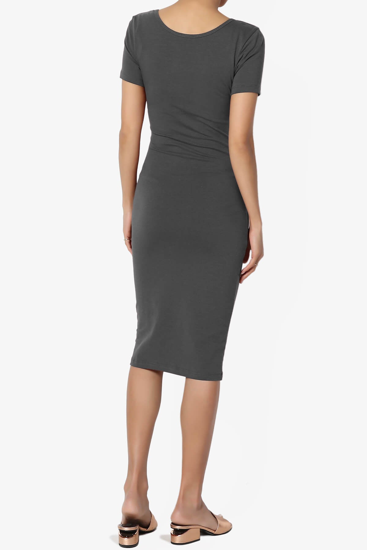 Fontella Short Sleeve Bodycon Dress ASH GREY_2