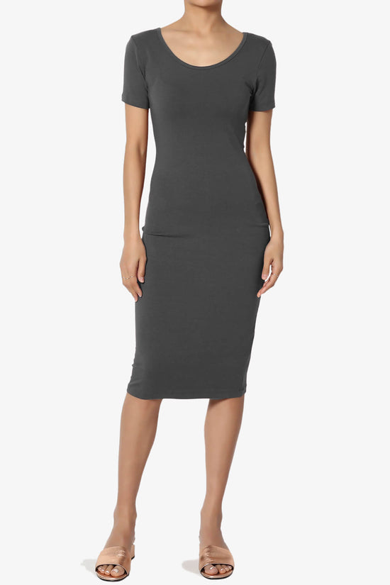 Fontella Short Sleeve Bodycon Dress ASH GREY_6