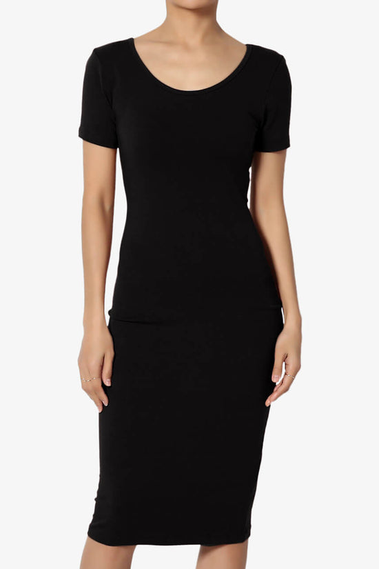 Fontella Short Sleeve Bodycon Dress BLACK_1