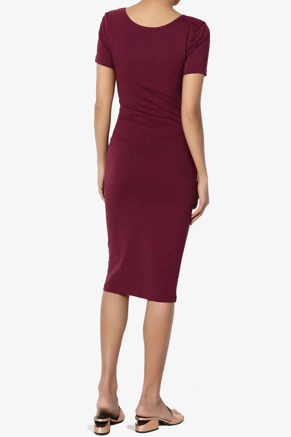 Fontella Short Sleeve Bodycon Dress DARK BURGUNDY_2