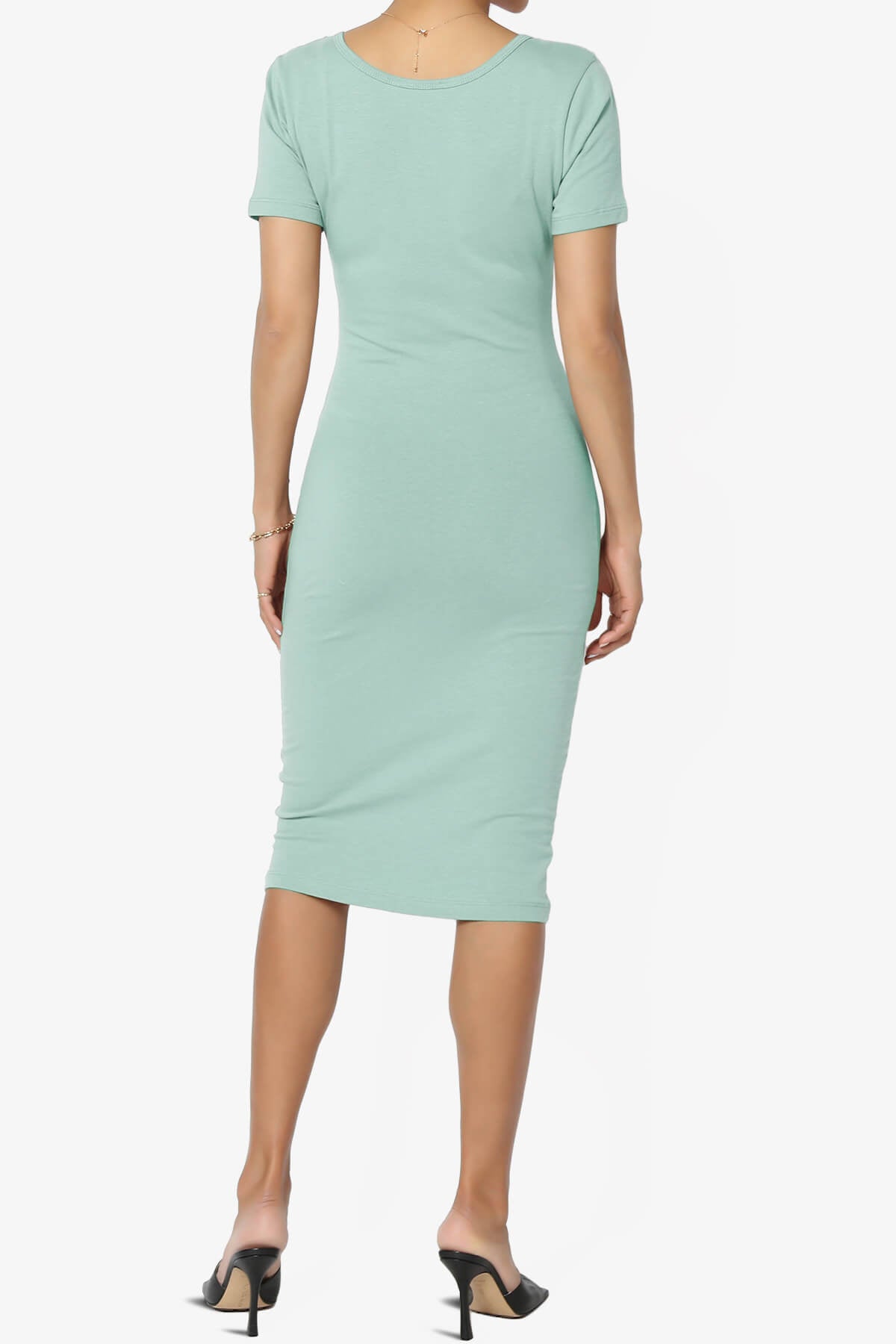 Fontella Short Sleeve Bodycon Dress DUSTY GREEN_2