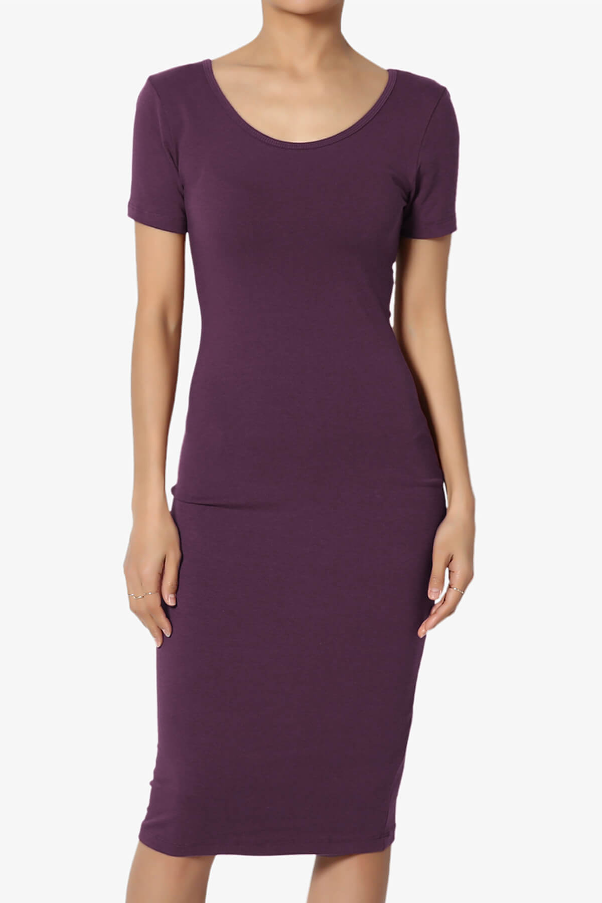 Fontella Short Sleeve Bodycon Dress DUSTY PLUM_1