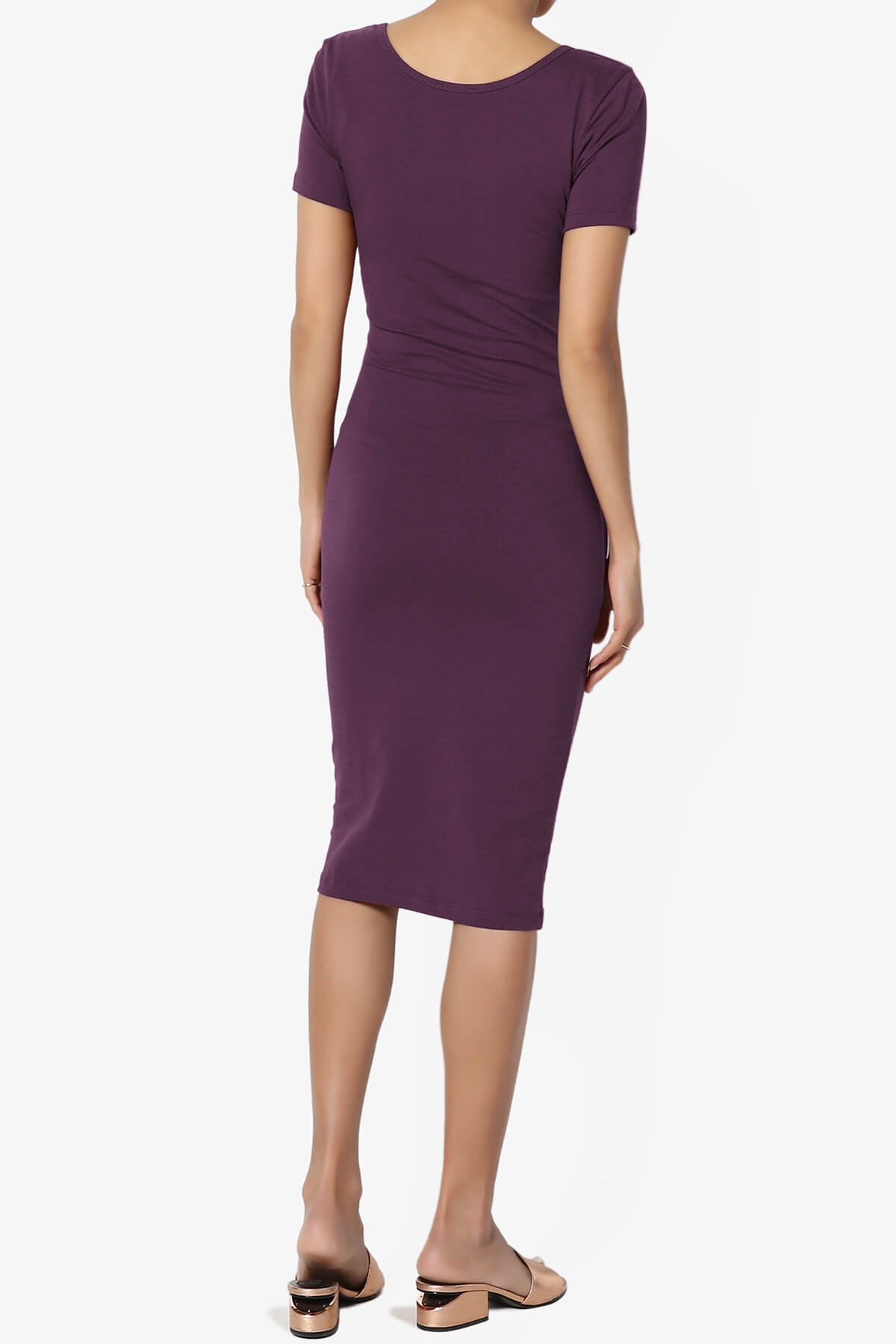 Fontella Short Sleeve Bodycon Dress DUSTY PLUM_2