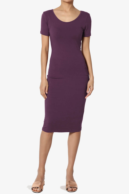 Fontella Short Sleeve Bodycon Dress DUSTY PLUM_6