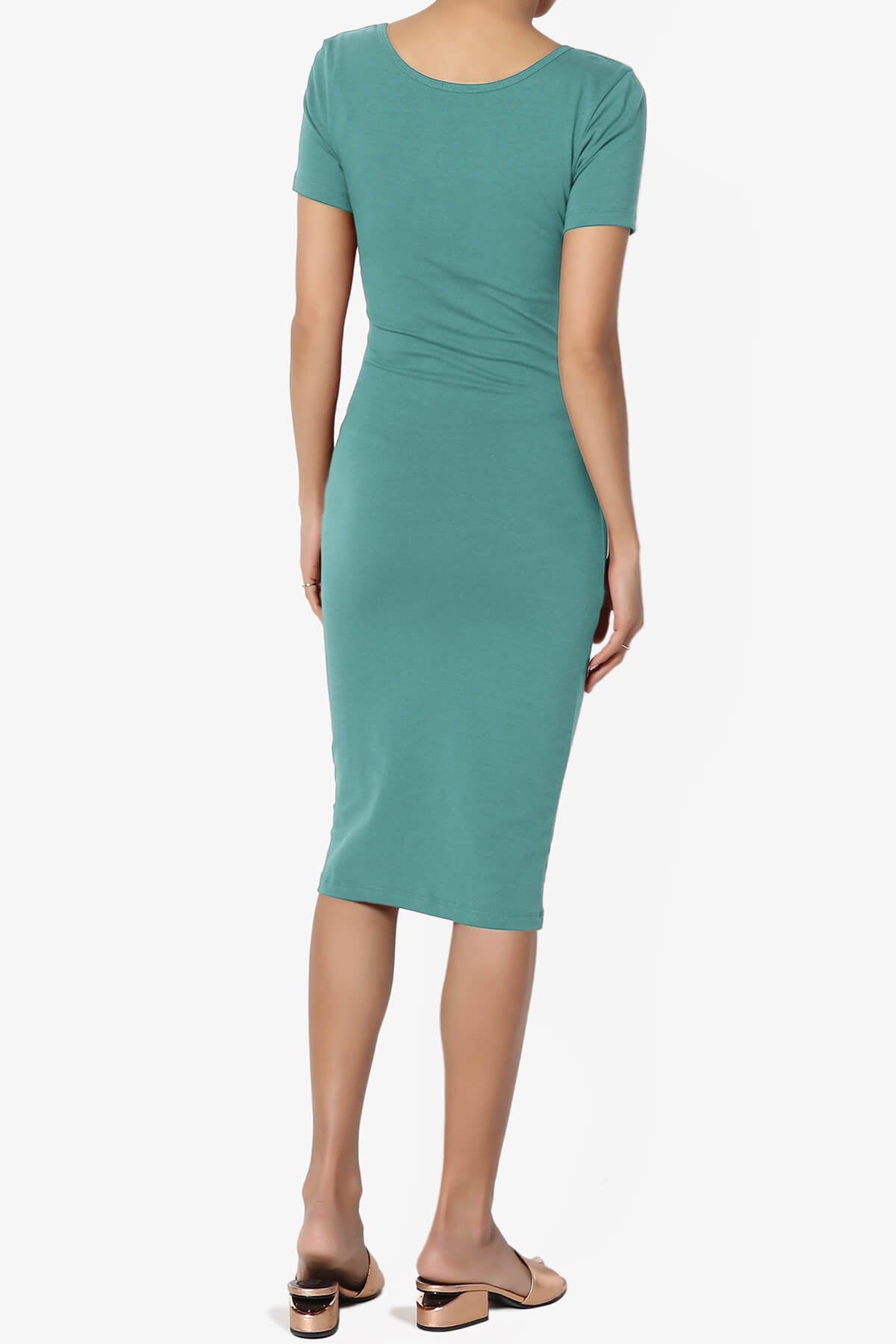 Fontella Short Sleeve Bodycon Dress DUSTY TEAL_2