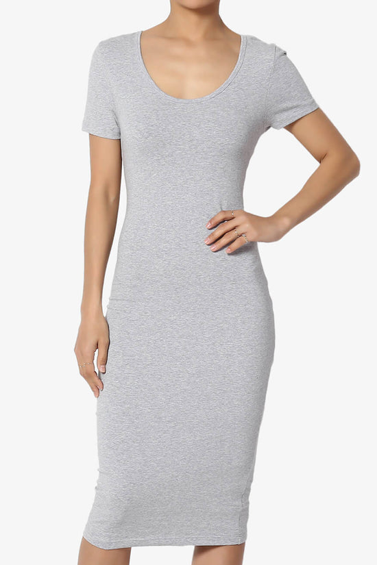 Fontella Short Sleeve Bodycon Dress HEATHER GREY_1