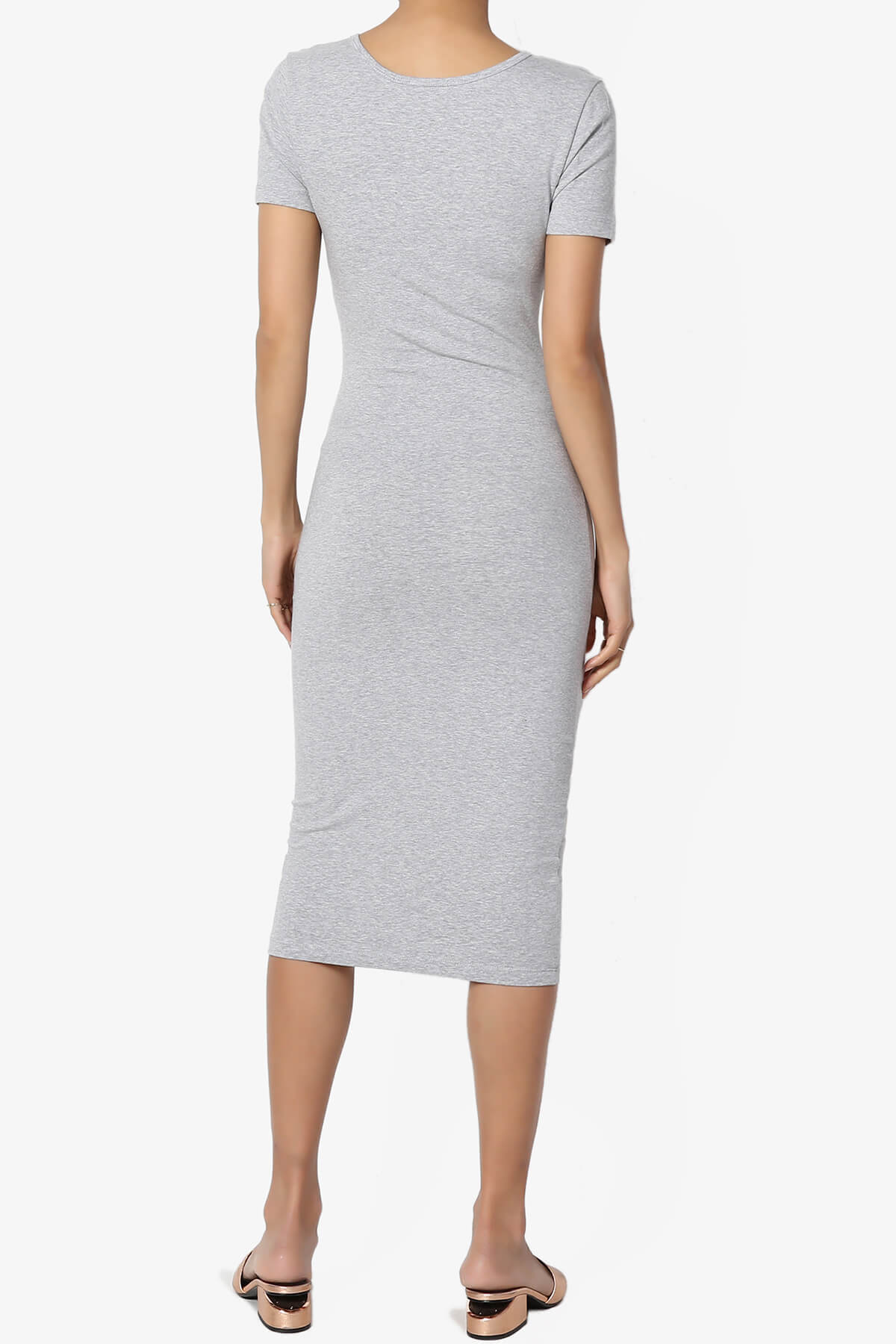 Fontella Short Sleeve Bodycon Dress HEATHER GREY_2