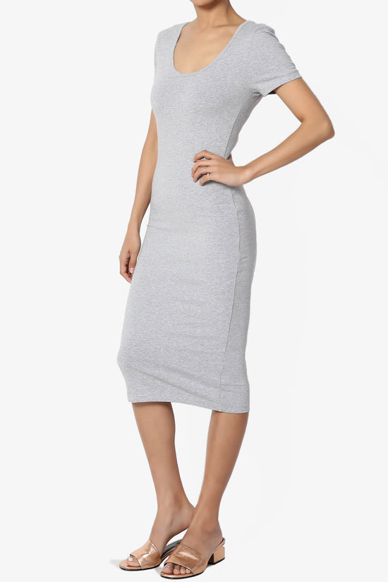 Fontella Short Sleeve Bodycon Dress HEATHER GREY_3