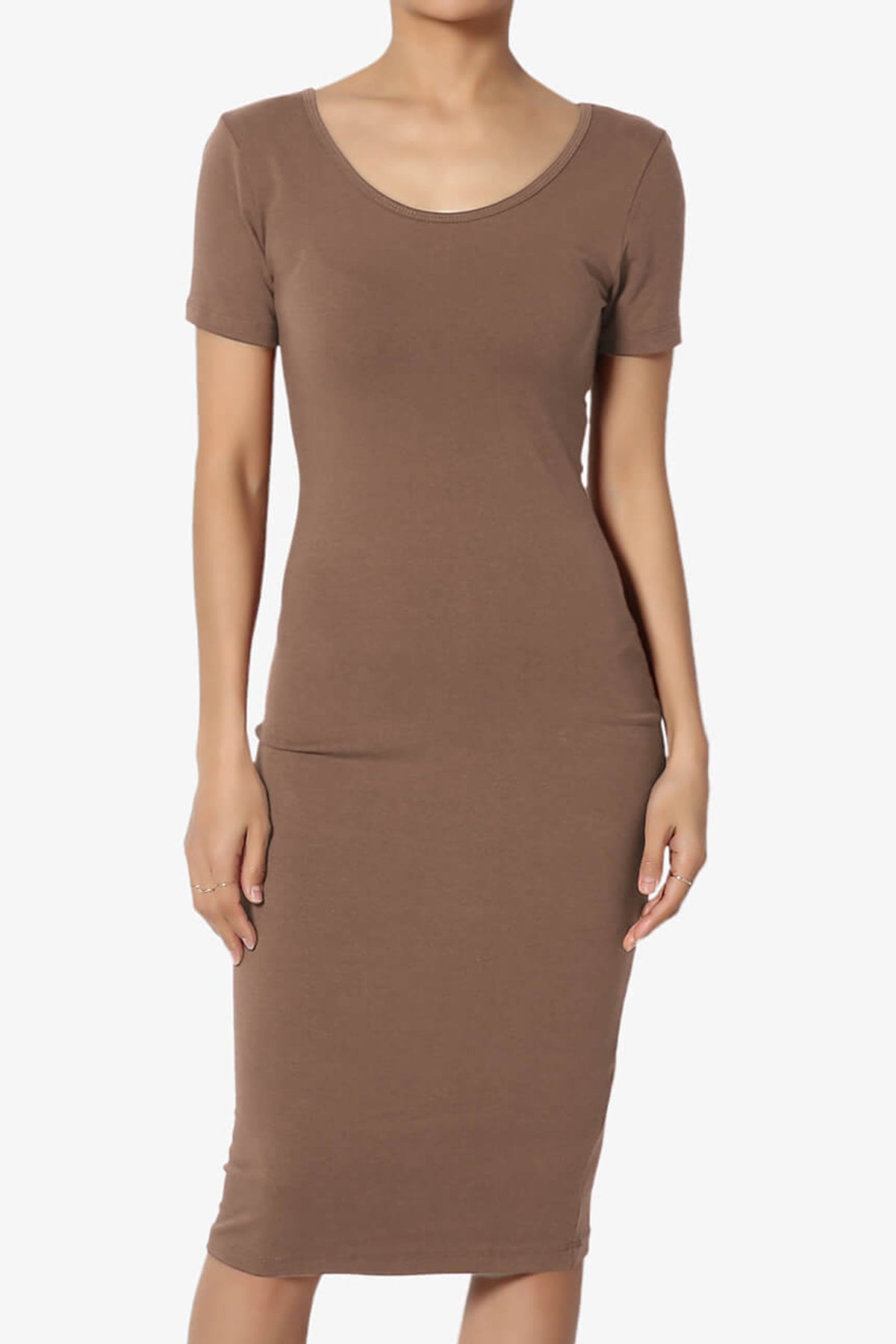 Fontella Short Sleeve Bodycon Dress MOCHA_1