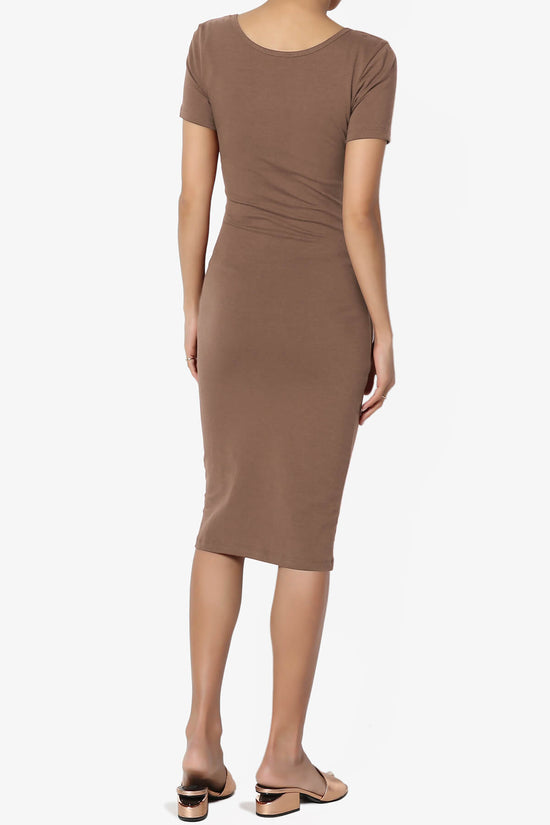 Fontella Short Sleeve Bodycon Dress MOCHA_2