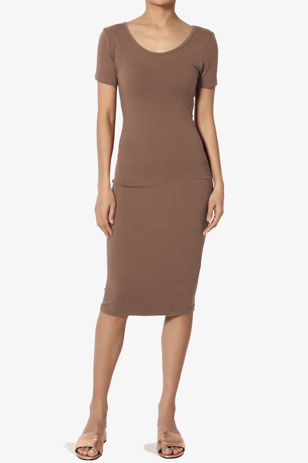 Fontella Short Sleeve Bodycon Dress MOCHA_6