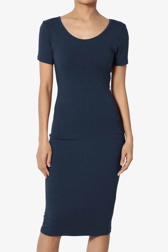 Fontella Short Sleeve Bodycon Dress NAVY_1