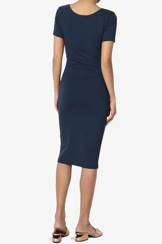 Fontella Short Sleeve Bodycon Dress NAVY_2