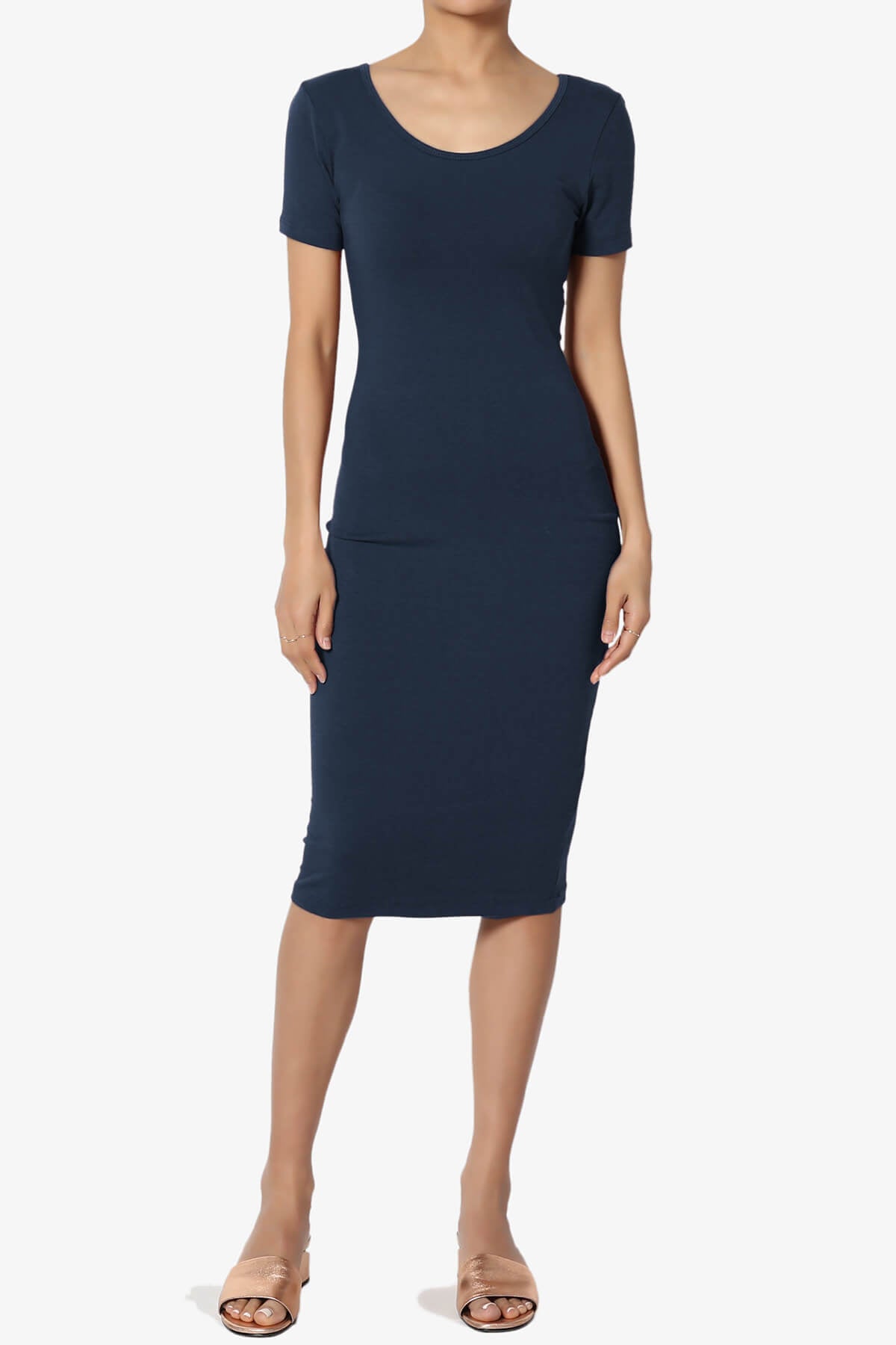 Fontella Short Sleeve Bodycon Dress NAVY_6