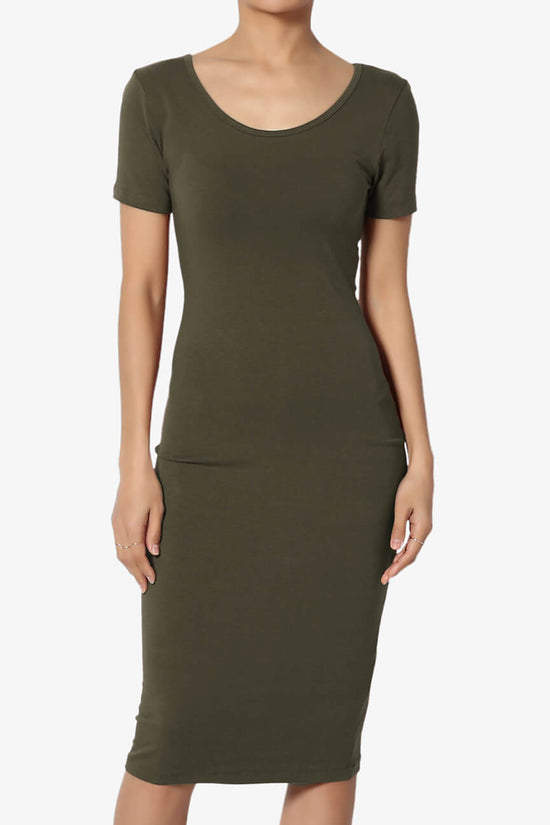 Fontella Short Sleeve Bodycon Dress OLIVE_1