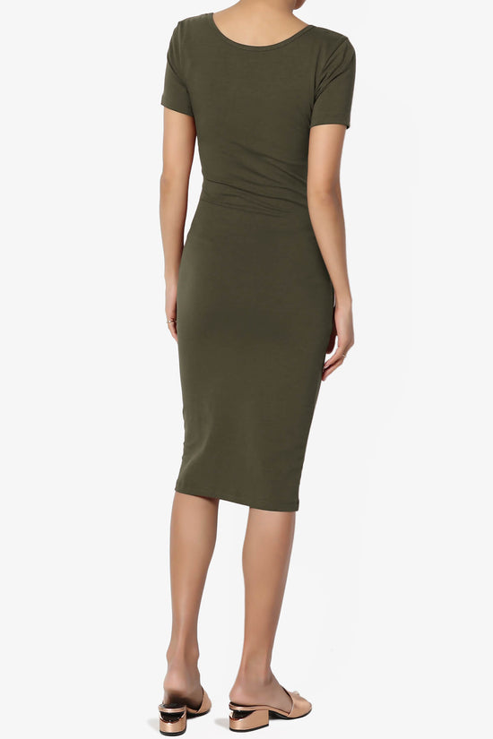 Fontella Short Sleeve Bodycon Dress OLIVE_2