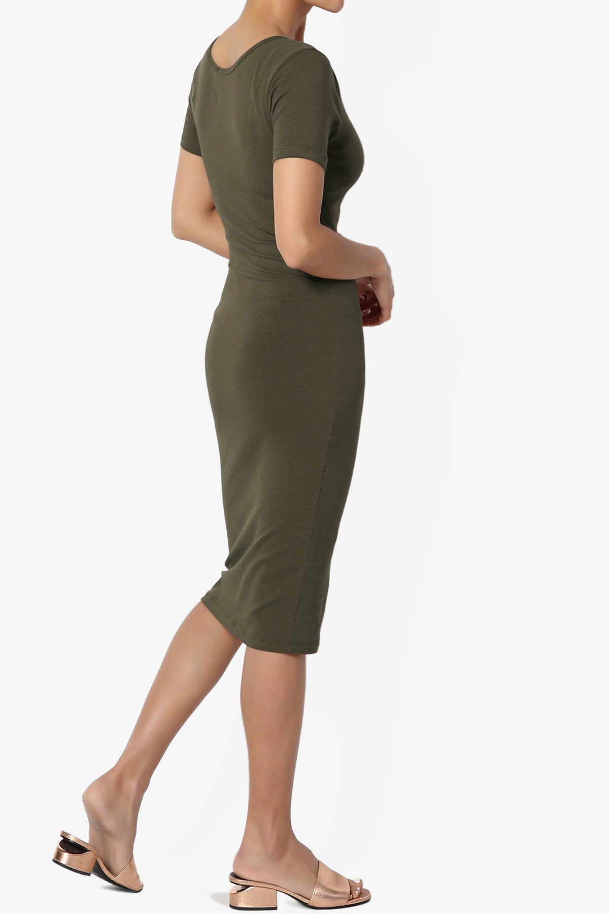 Fontella Short Sleeve Bodycon Dress OLIVE_4