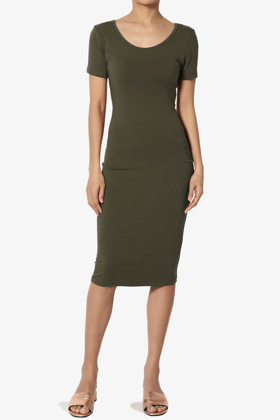 Fontella Short Sleeve Bodycon Dress OLIVE_6