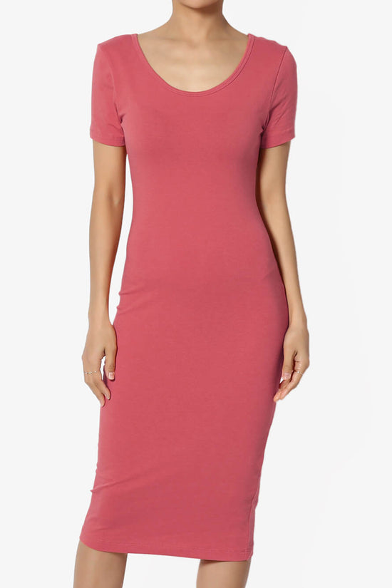 Fontella Short Sleeve Bodycon Dress ROSE_1