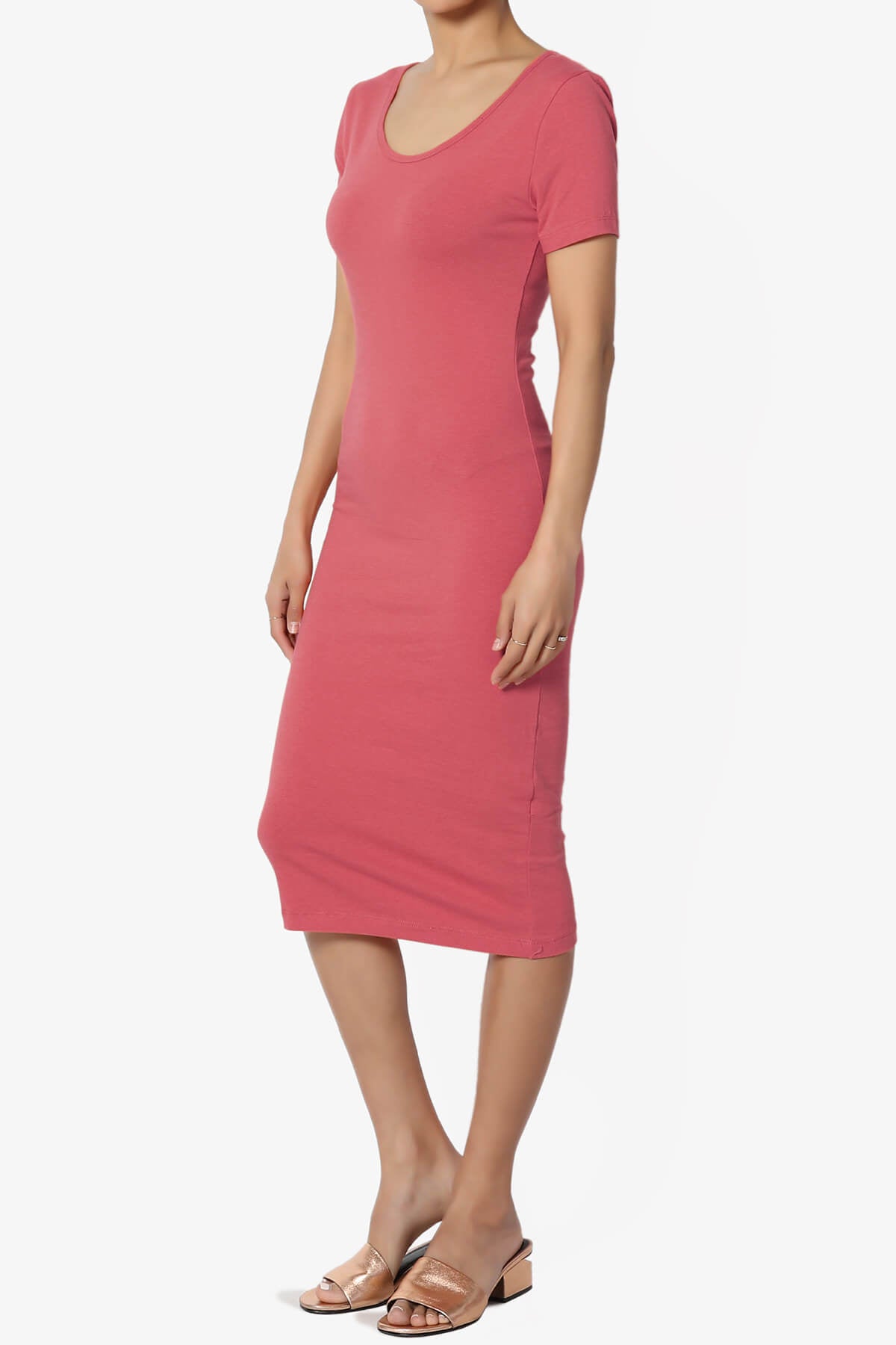 Fontella Short Sleeve Bodycon Dress ROSE_3