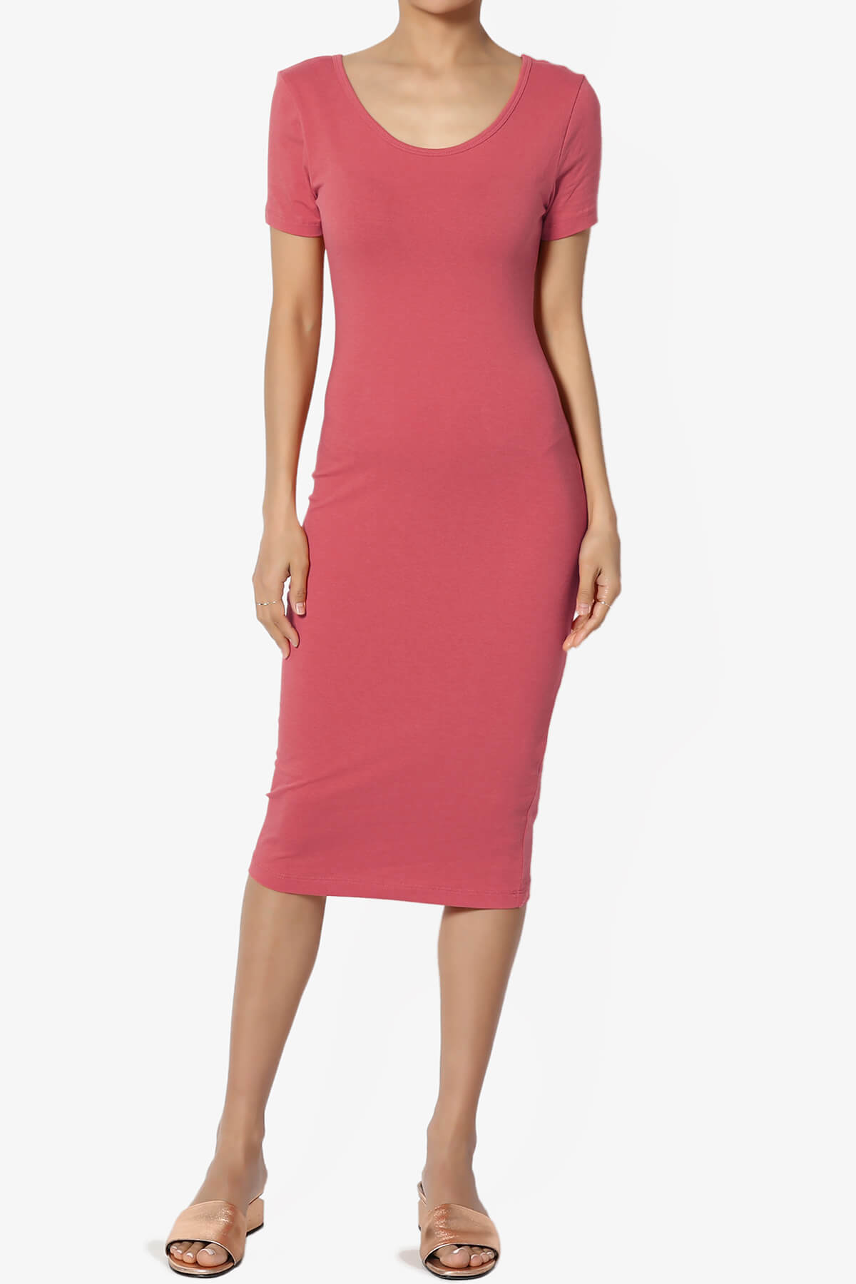 Fontella Short Sleeve Bodycon Dress ROSE_6