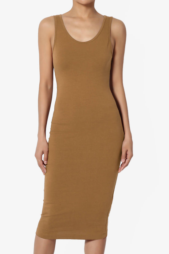 Fontella Sleeveless Bodycon Midi Dress DEEP CAMEL_1