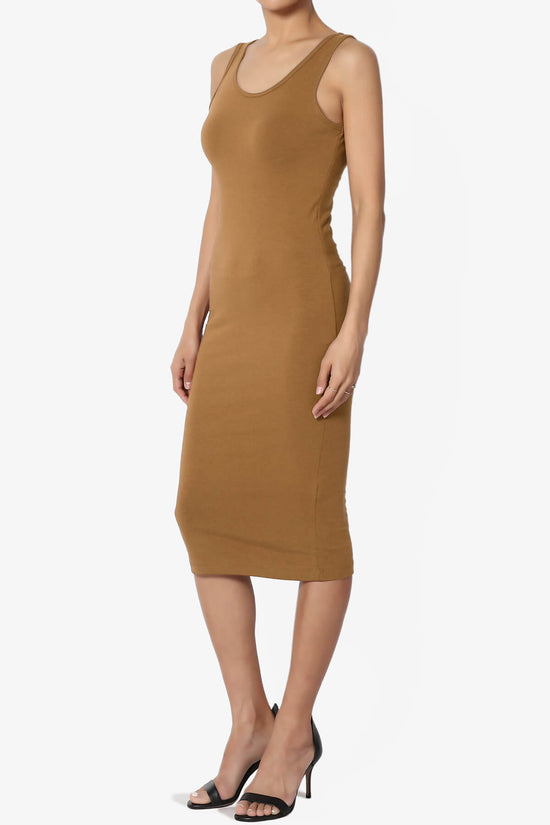 Fontella Sleeveless Bodycon Midi Dress DEEP CAMEL_3