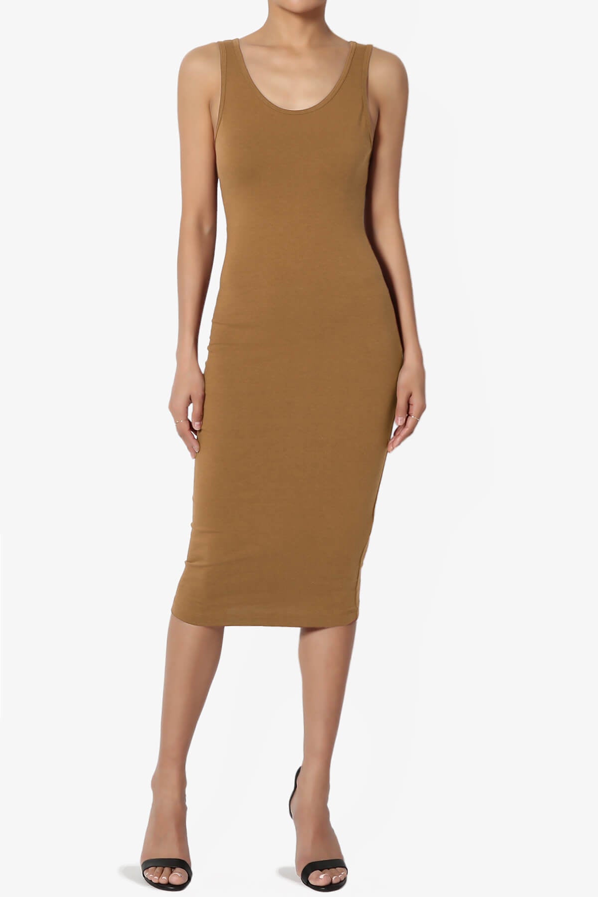 Fontella Sleeveless Bodycon Midi Dress DEEP CAMEL_6