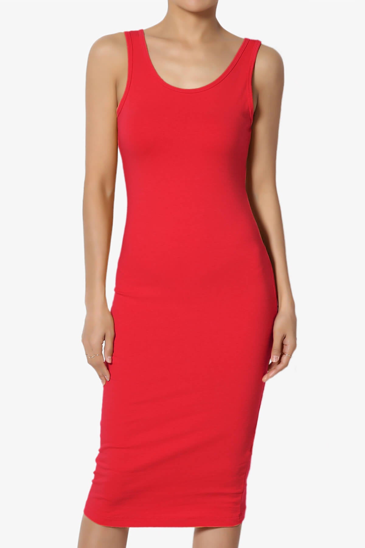 Fontella Sleeveless Bodycon Midi Dress RED_1