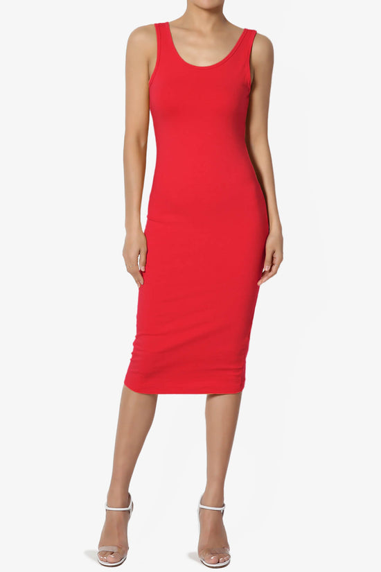 Fontella Sleeveless Bodycon Midi Dress RED_6