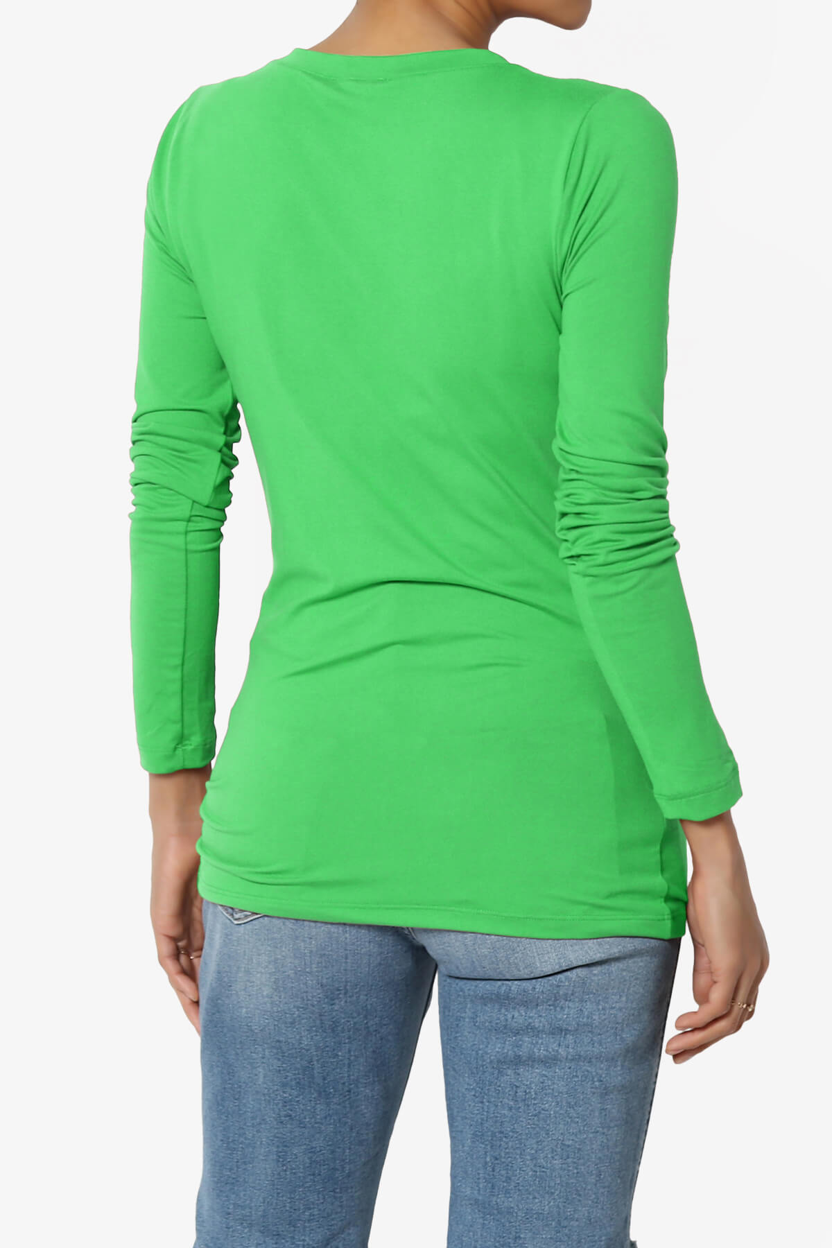 Gaia Microfiber V-Neck Long Sleeve T-Shirt APPLE GREEN_2