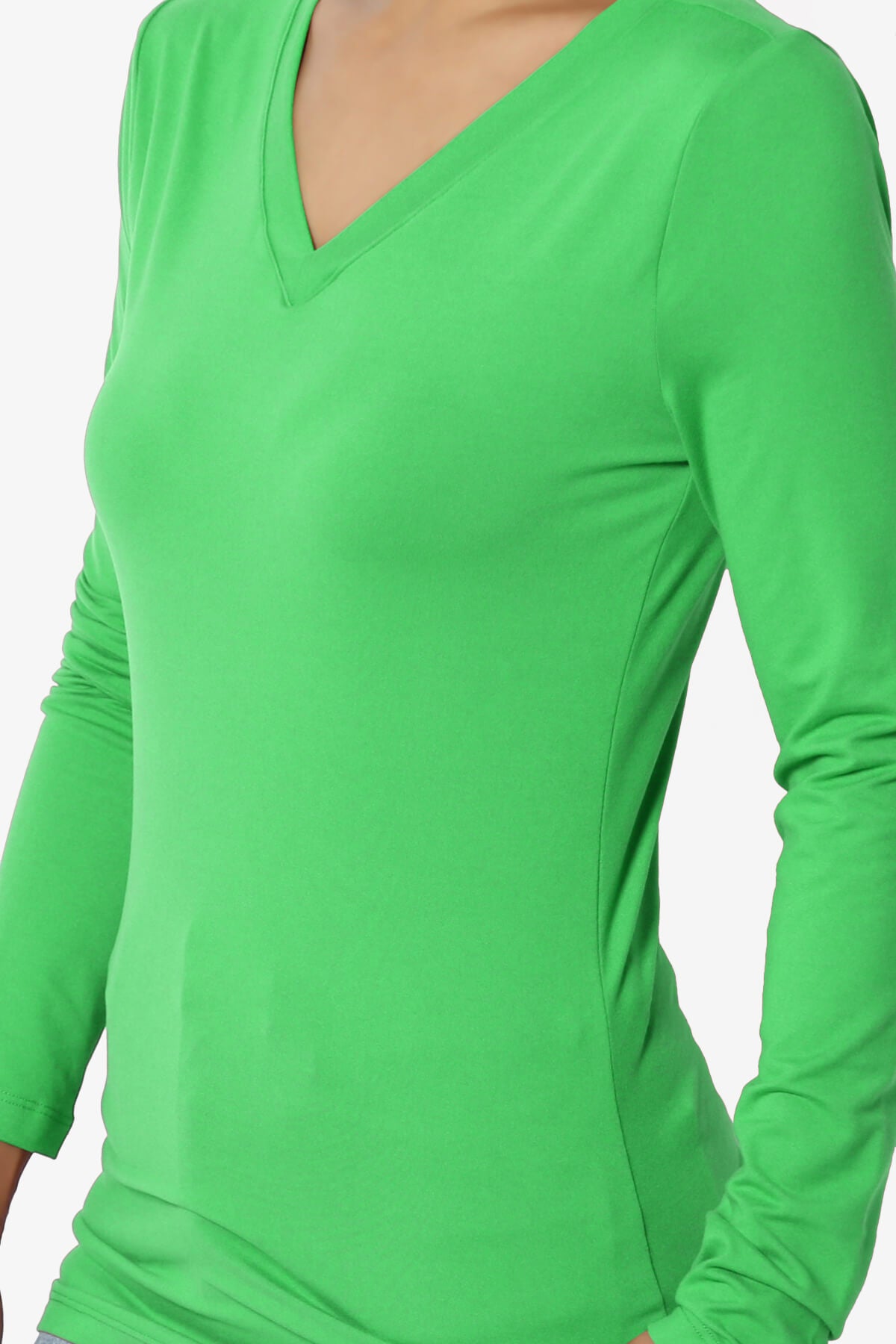 Gaia Microfiber V-Neck Long Sleeve T-Shirt APPLE GREEN_5