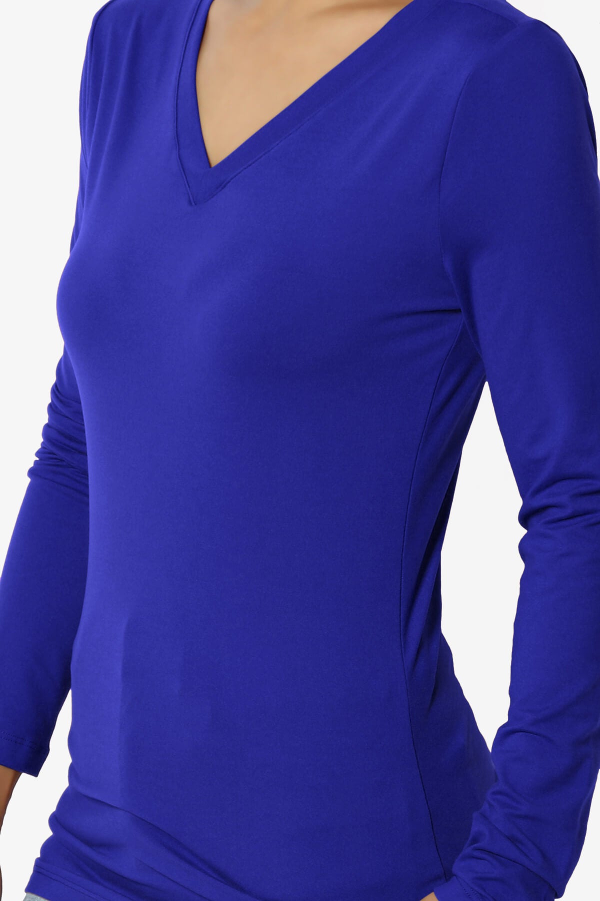 Gaia Microfiber V-Neck Long Sleeve T-Shirt BRIGHT BLUE_5