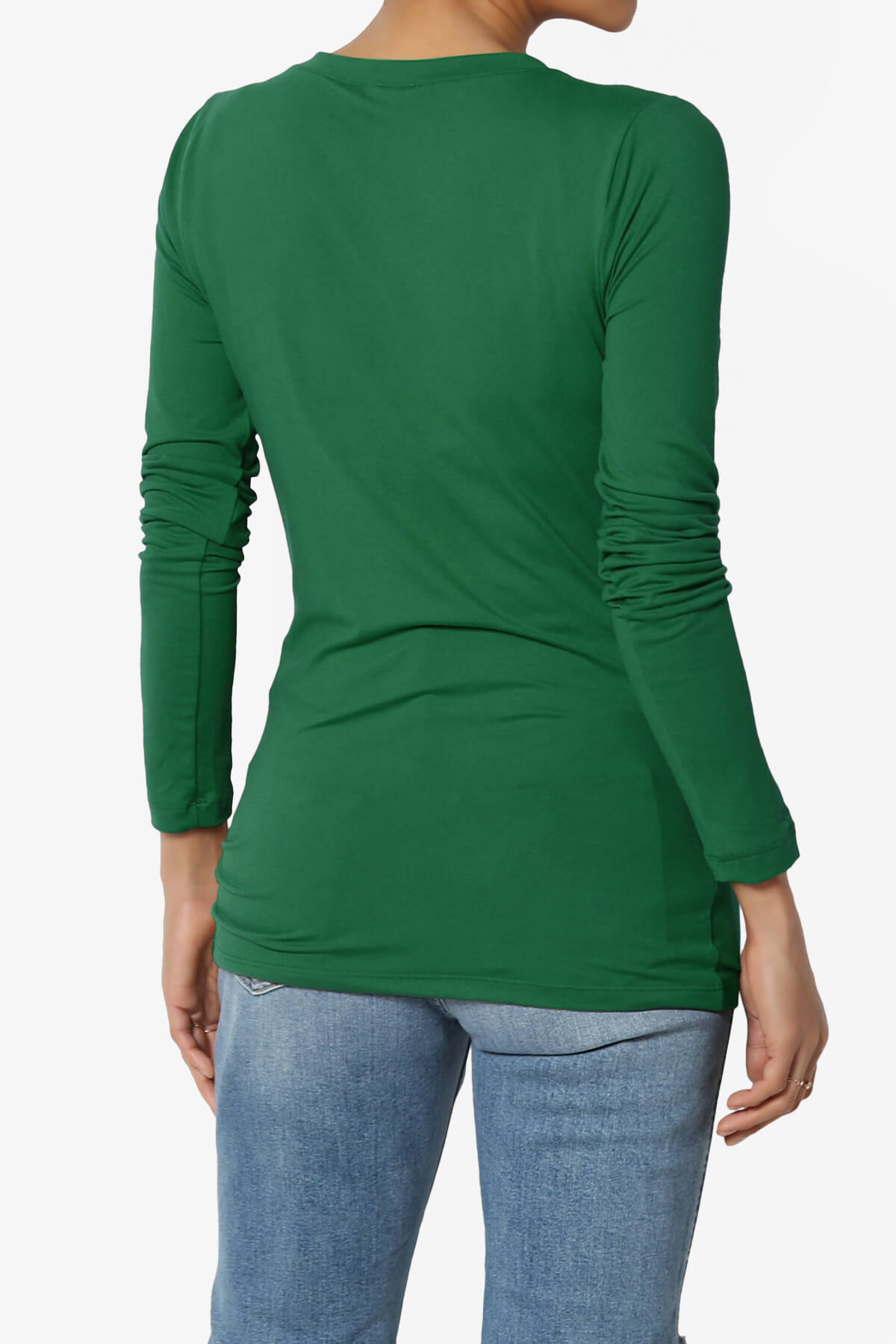 Gaia Microfiber V-Neck Long Sleeve T-Shirt DARK GREEN_2