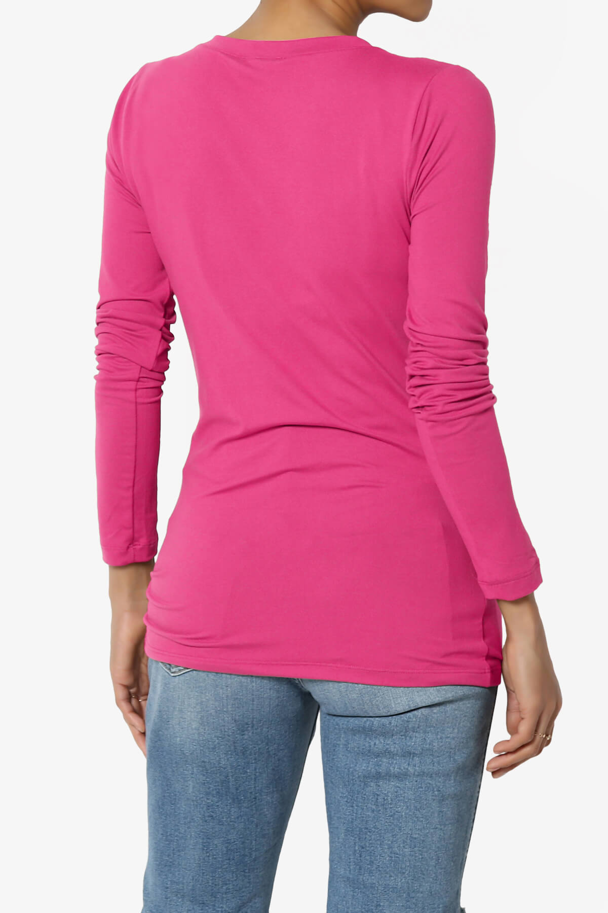 Load image into Gallery viewer, Gaia Microfiber V-Neck Long Sleeve T-Shirt HOT PINK_2
