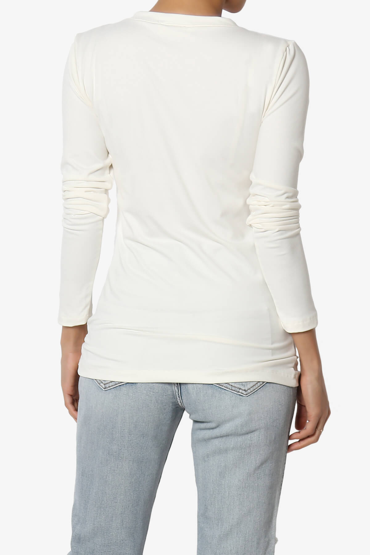 Load image into Gallery viewer, Gaia Microfiber V-Neck Long Sleeve T-Shirt IVORY_2
