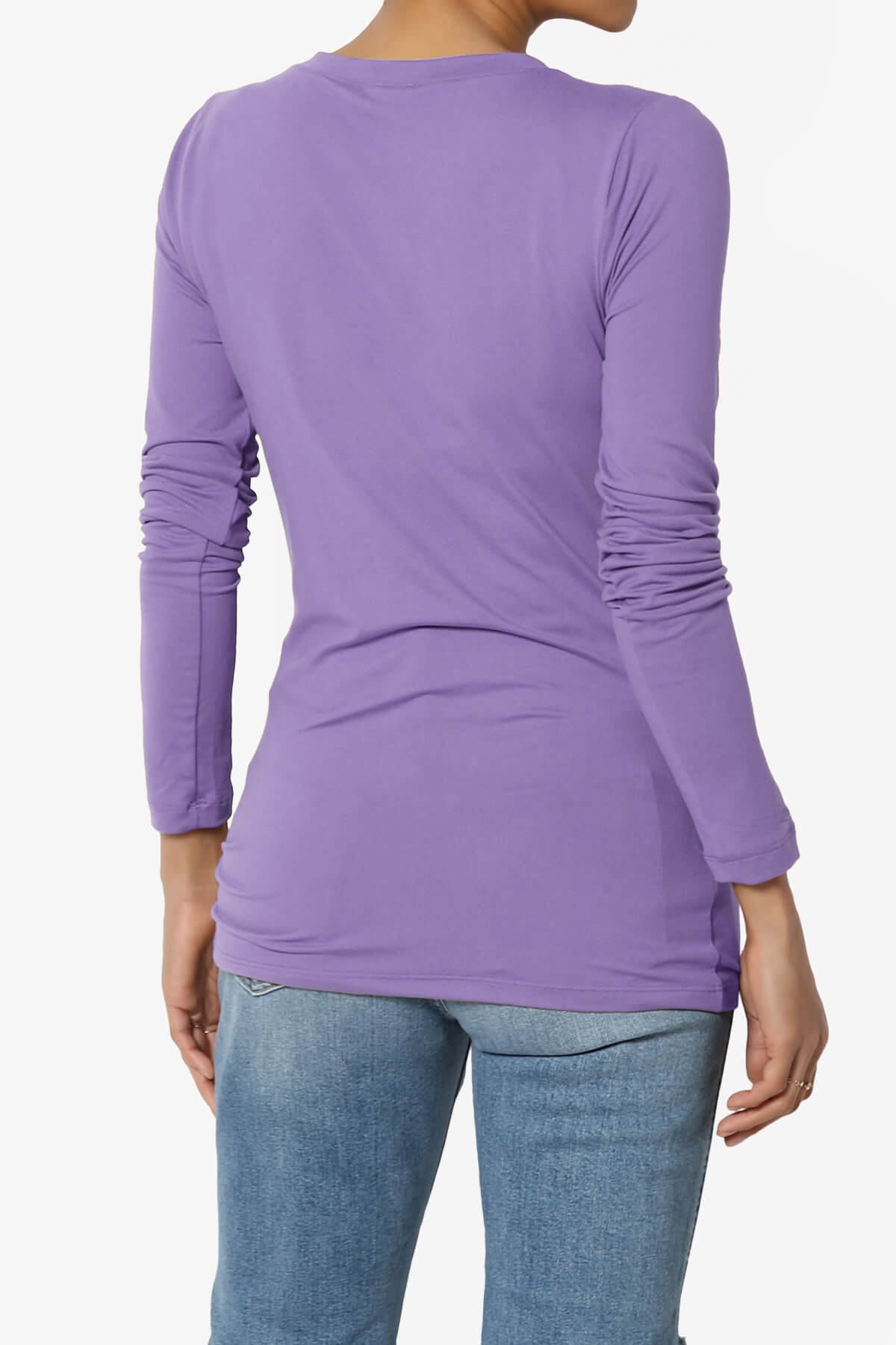 Gaia Microfiber V-Neck Long Sleeve T-Shirt LAVENDER_2