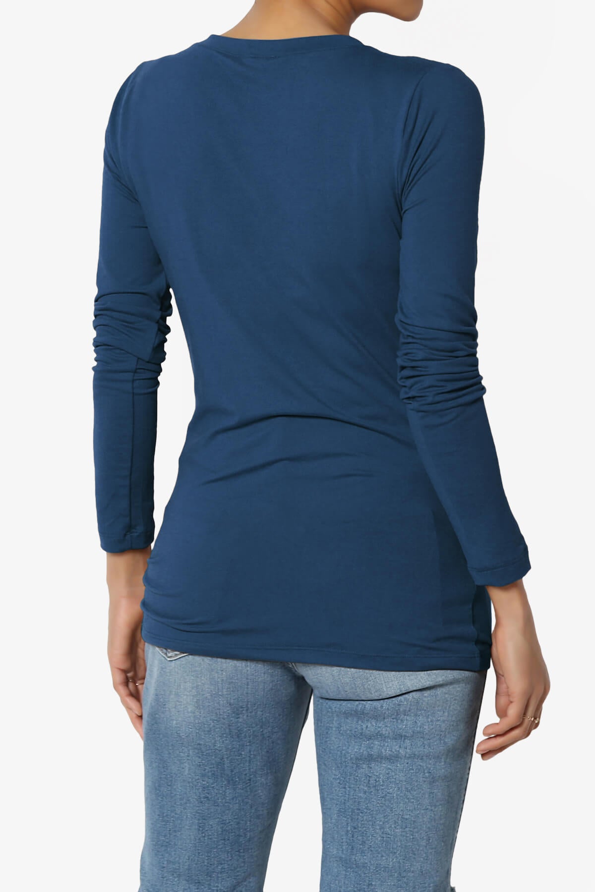 Gaia Microfiber V-Neck Long Sleeve T-Shirt LIGHT NAVY_2