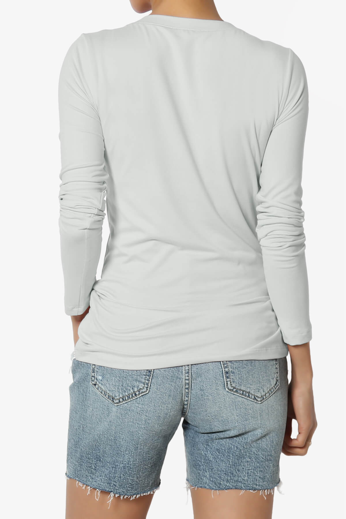 Gaia Microfiber V-Neck Long Sleeve T-Shirt LT CEMENT_2