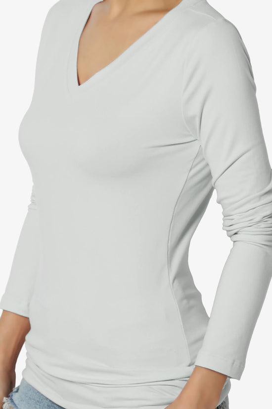 Gaia Microfiber V-Neck Long Sleeve T-Shirt LT CEMENT_5