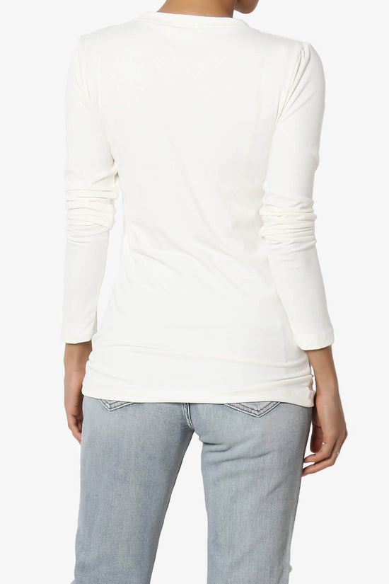 Gaia Microfiber V-Neck Long Sleeve T-Shirt OFF WHITE_2