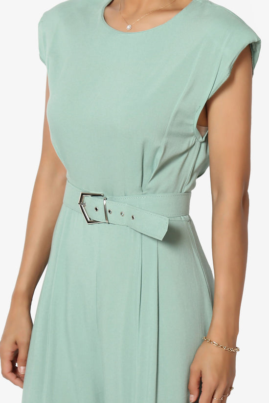 Load image into Gallery viewer, Gates Padded Shoulder Slit Wide Leg Jumpsuit TALL LIGHT GREEN_5
