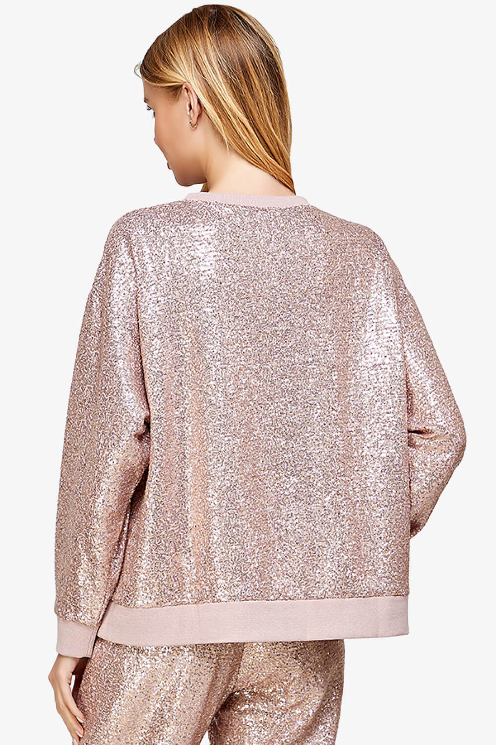 Load image into Gallery viewer, Georgi Sequin Long Sleeve Lounge top BLUSH_4
